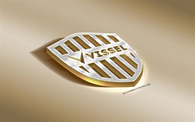 Vissel Kobe, Japon&#234;s futebol clube, ouro prata logotipo, Kobe, Jap&#227;o, J1 League, 3d emblema de ouro, criativo, arte 3d, futebol