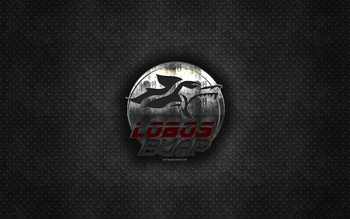 Lobos BUAP, Meksikon football club, harmaa metallinen rakenne, metalli-logo, tunnus, Puebla de Zaragoza, Meksiko, Liga MX, creative art, jalkapallo