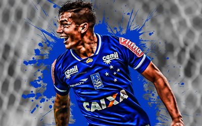 Lucas Romero, Cruzeiro FC, goal, joy, Argentine footballer, midfielder, portrait, creative art, Serie A, Brazil, Cruzeiro Esporte Clube