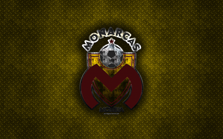 CA Monarcas Morelia, Mexikansk fotboll club, gul metall textur, metall-logotyp, emblem, Morelia, Mexiko, Liga MX, kreativ konst, fotboll