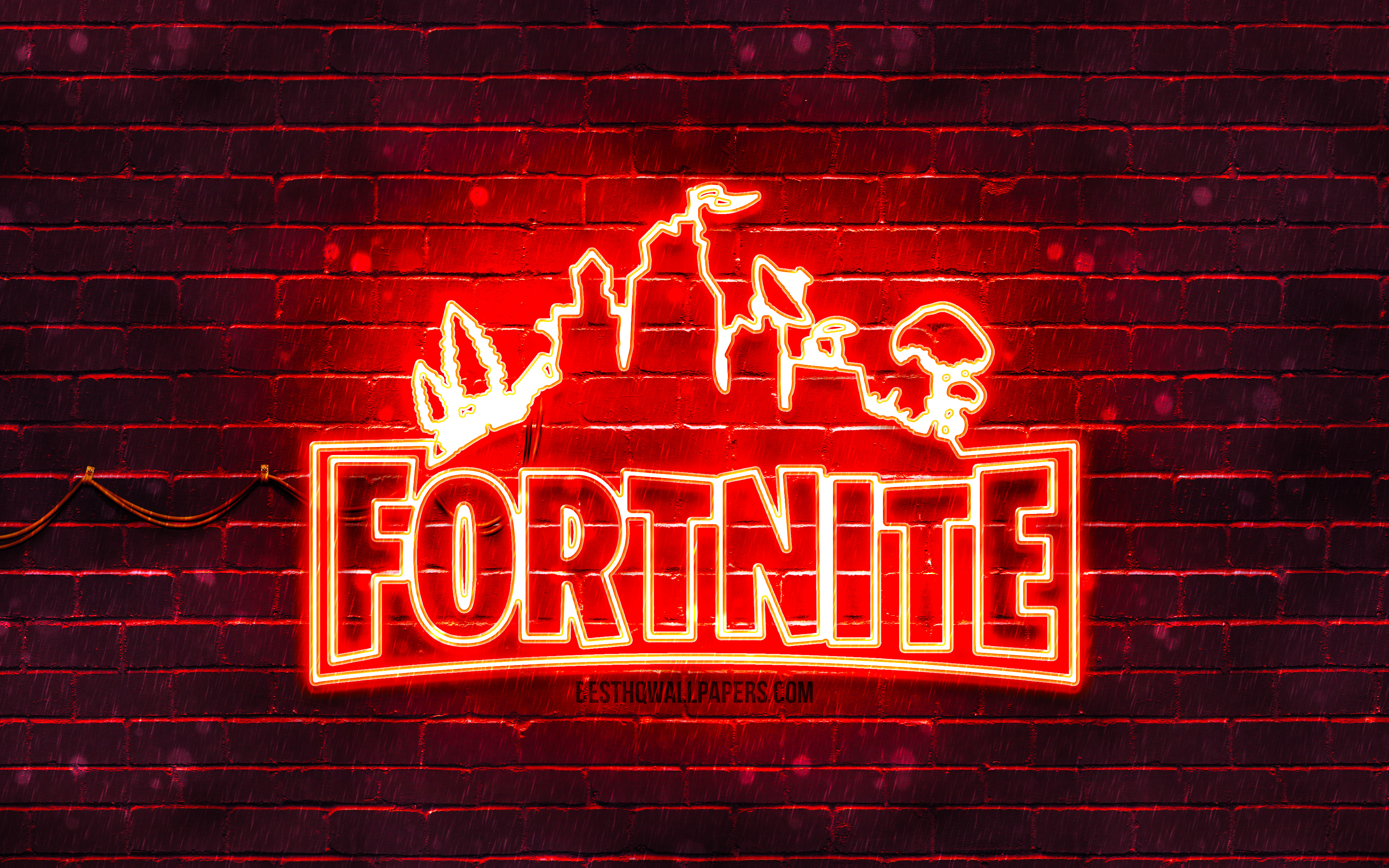 Fortnite Red Logo 4k Red Brickwall Fortnite Logo 2020 Games 