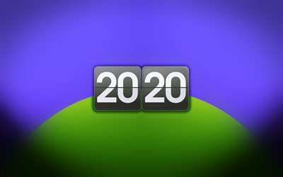 2020 New Year, blue-green 2020 background, creative art, 2020 concepts