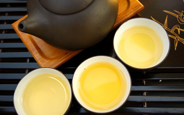 tea ceremony, 4k, teapot, green tea, macro, cups of tea, tea