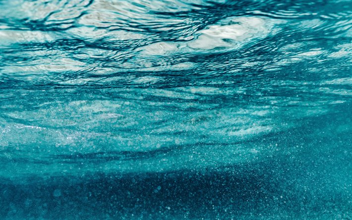 4k, l&#39;acqua bolle texture, onde texture, macro, sott&#39;acqua, bolle, onde, acqua blu di sfondo, acqua, texture, sfondi, texture bolle