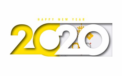 مدينة الفاتيكان عام 2020, العلم الفاتيكان, خلفية بيضاء, سنة جديدة سعيدة الفاتيكان, الفن 3d, 2020 المفاهيم, مدينة الفاتيكان العلم, 2020 السنة الجديدة, 2020 الفاتيكان العلم