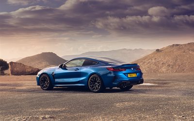 2020, BMW M8, F92, rear view, blue sports coupe, luxury coupe, new blue M8, German cars, BMW