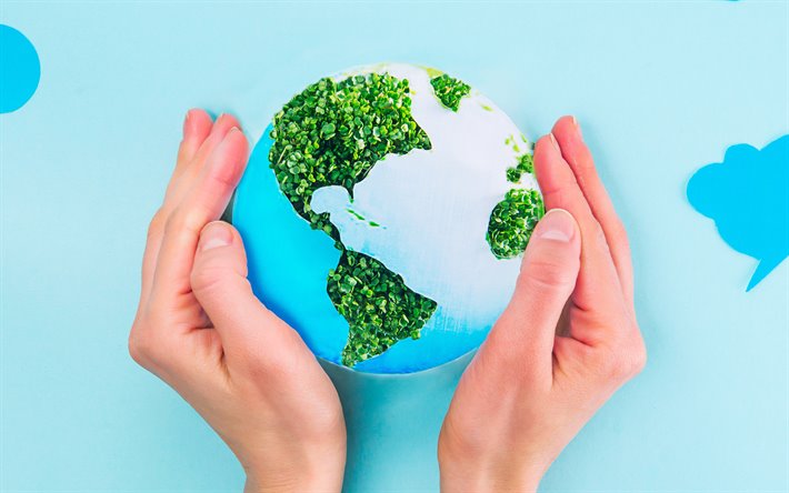 Salvar a la Tierra, los conceptos de ecolog&#237;a, el medio ambiente, la Tierra en las manos, 3d de la tierra, Salvar nuestro planeta