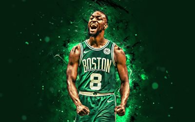 Kemba Walker, 4k, Boston Celtics, 2020, NBA, green neon lights, basketball stars, Kemba Hudley Walker, basketball, USA, Kemba Walker Boston Celtics, creative, Kemba Walker 4K