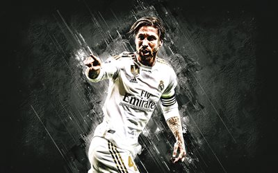 Sergio Ramos, muotokuva, Real Madrid, Espanjan jalkapalloilija, tavoite, Liiga, Espanja, kuuluisia jalkapalloilijoita