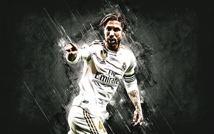 Sergio Ramos, portrait, Real Madrid, Spanish footballer, goal, La Liga, Spain, famous footballers