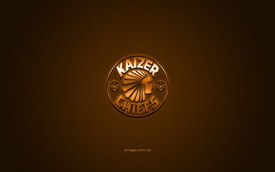 Kaizer Chiefs FC, South African football club, Sud Africa Premier Division, arancio, logo, arancione contesto in fibra di carbonio, calcio, Johannesburg, Sud Africa, Kaizer Chiefs logo FC