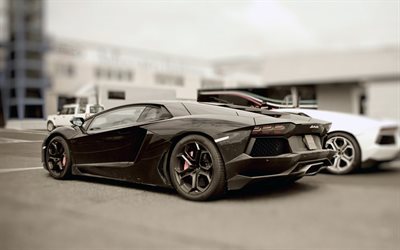 Lamborghini Aventador, Lp700-4, carro desportivo, Lamborghini preto