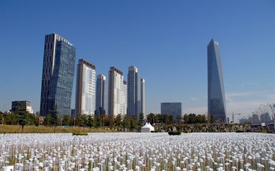 Songdo, Central Park, skyscrapers, South Korea