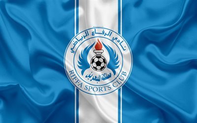 Al Riffa FC, 4k, Bahrain football club, emblem, logo, silk flag, Bahraini Premier League, Riffa, Bahrain, football, Bahrain football championship, Riffa SC