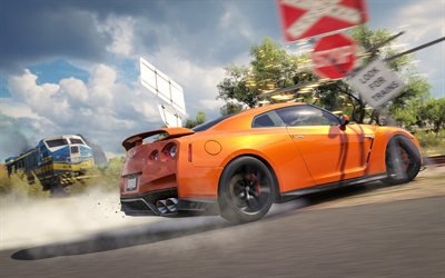 Forza Horizon 3, 4k, 2017 games, Nissan GT-R, R35, supercars, drift, racing simulator
