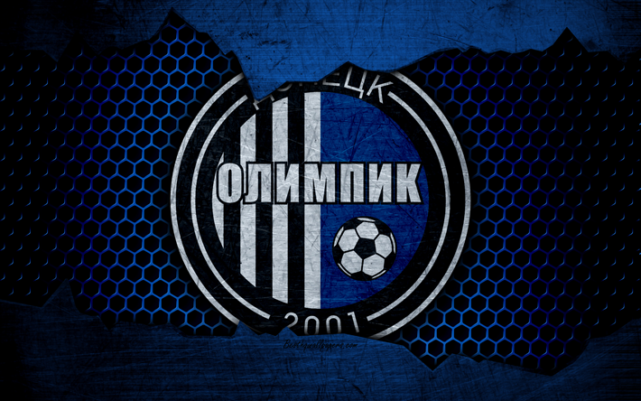 Olympic Donetsk, 4k, logo, Ukrainan Premier League, jalkapallo, football club, Ukraina, Olimpik, grunge, metalli rakenne, Olimpik Donetsk FC