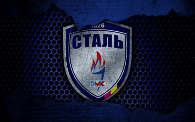 Stal, 4k, logo, Ukrainian Premier League, soccer, football club, Ukraine, grunge, metal texture, Stal FC