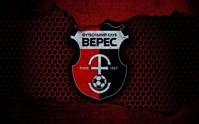 Veres, 4k, logo, Ukrainian Premier League, soccer, football club, Ukraine, Veres Rivne, grunge, metal texture, Veres FC