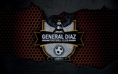 General Diaz, 4k, logo, Paraguayan Primera Division, soccer, football club, Paraguay, grunge, metal texture, General Diaz FC