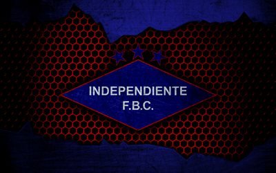 Independiente, 4k, logo, Paraguayan Primera Division, soccer, football club, Paraguay, grunge, metal texture, Independiente FC