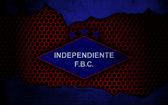 Independiente, 4k, logotyp, Paraguyanska F&#246;rsta Divisionen, fotboll, football club, Paraguay, grunge, metall textur, Independiente FC