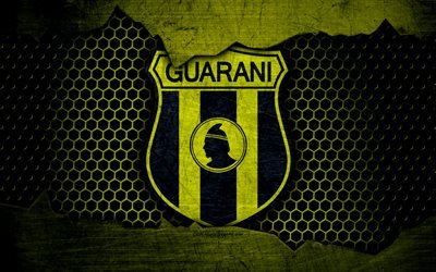 Club Guarani, 4k, logo, Paraguayan Primera Division, soccer, football club, Paraguay, grunge, metal texture, Club Guarani FC
