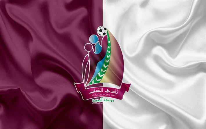 al-shabab club, 4k, bahrain football club, emblem, logo, silk flag, bahraini premier league, jidhafs, bahrain, fu&#223;ball, bahrain football championship
