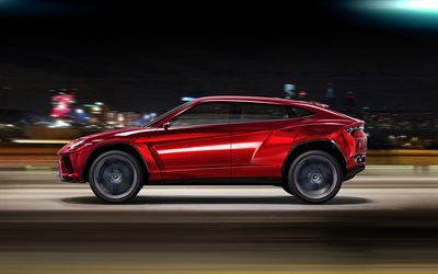 &quot;Lamborghini Urus, Il 2017, Lamborghini sport crossover, Urus rosso, lato, vista, strada, velocit&#224;, auto italiane, Lamborghini
