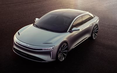 Lucid Air, 2017, view from above, luxury electric cars, futuristic design, future, 4k, Lucid Motors