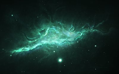 nebula, 4k, galaxy, Sci-Fi, yıldızlar, yeşil