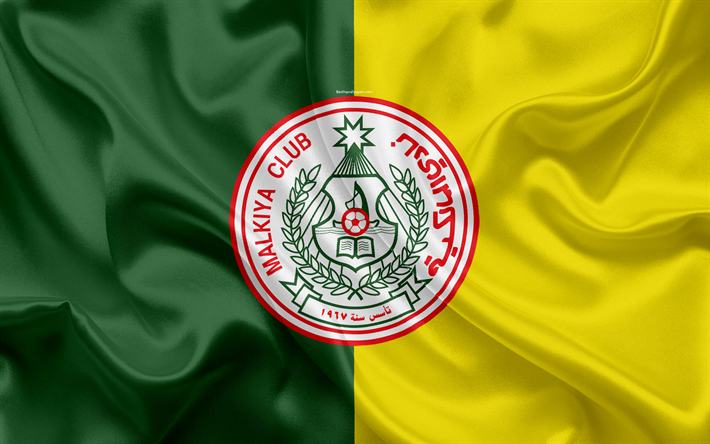 Malkiya Club, 4k, Bahrain football club, emblem, logo, silk flag, Bahraini Premier League, Malkiya, Bahrain, football, Bahrain football championship