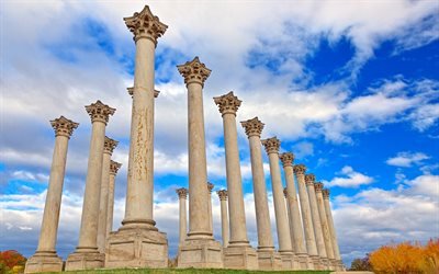 National Capitol Columns, monument, New York, twenty-two Corinthian columns, US landmarks, ruins, Washington, USA