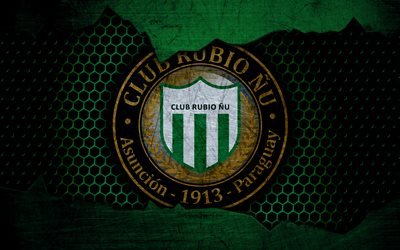 Rubio Nu, 4k, logo, Paraguayan Primeira Divis&#227;o, futebol, clube de futebol, Paraguai, grunge, textura de metal, Rubio Nu FC