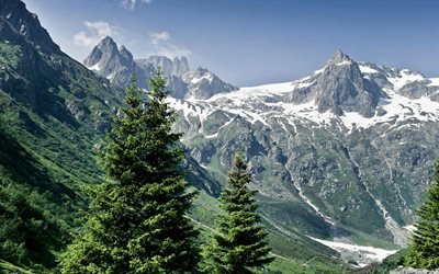 Alpes, 4k, montanhas, ver&#227;o, encostas de montanhas, Europa
