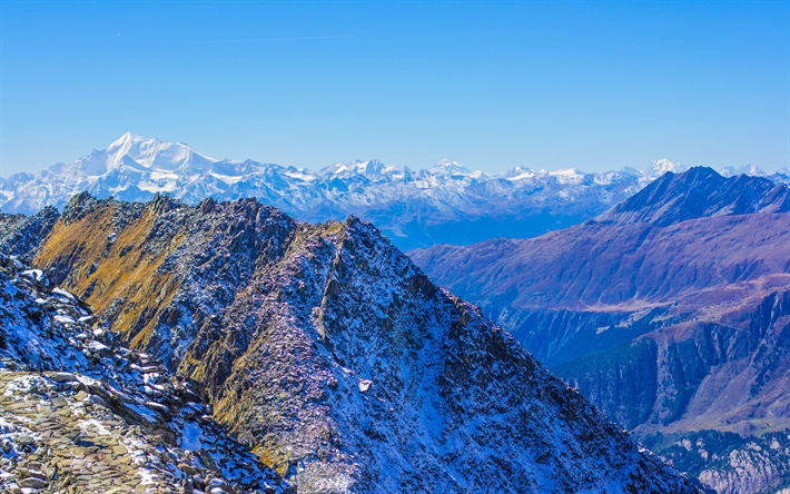 ダウンロード画像 マッターホルン 山々 崖 青空 スイスアルプス 欧州 フリー のピクチャを無料デスクトップの壁紙