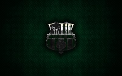 US Sassuolo, metal logo, creative art, Italian football club, green metal background, grunge, Serie A, Italy, Sassuolo, Modena