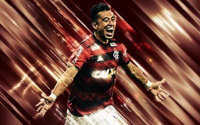 Fernando Uribe, 4k, arte creativa, lame di stile, calciatore Colombiano, Flamengo, Serie A, Brasile, rosso, creativo, sfondo, calcio, CR Flamengo