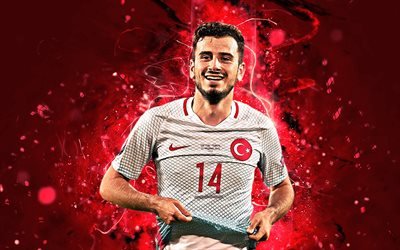 Oguzhan Ozyakup, midfielder, Turkey National Team, fan art, Ozyakup, soccer, footballers, abstract art, neon lights, Turkish football team