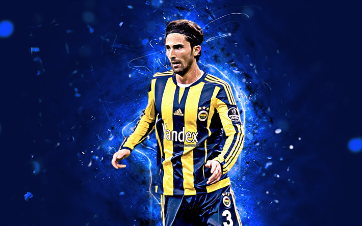 Hasan Ali Trottoaren, wingback, turkiska fotbollsspelare, Fenerbahce FC, fotboll, Ali Trottoaren, match, Turkiska Super Lig!, neon lights, Fenerbahce SK