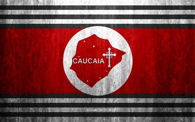 Brezilyalı şehirlerin Caucaia bayrak, 4k, taş, arka plan, Brezilya, şehir, grunge bayrak, Caucaia, Caucaia bayrak, grunge sanat, taş doku, bayraklar