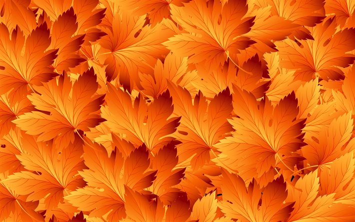 folhas de outono padr&#227;o, 4k, laranja folhas de textura, folhas de outono, folhas de textura, deixa padr&#245;es, laranja folha, macro, teste padr&#227;o da folha, deixa, laranja folhas, folha de texturas