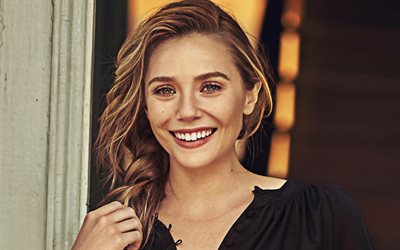 Elizabeth Olsen, 2019, leende, amerikansk sk&#229;despelare, Hollywood, filmen stj&#228;rnor, sk&#246;nhet, portr&#228;tt, amerikansk k&#228;ndis, Elizabeth Olsen photoshoot