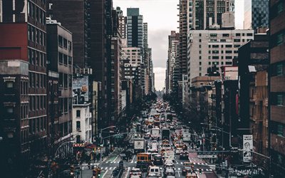 ニューヨーク, 秋, 町並み, 通り, ニューヨーク市都市景観, 米国, 都市交通の概念, 交通渋滞