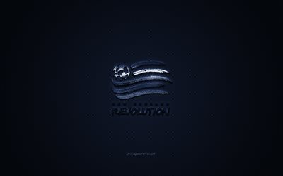 New England Revolution, MLS, American soccer club, Major League Soccer, sininen logo, sininen hiilikuitu tausta, jalkapallo, Massachusetts, USA, New England Revolution logo