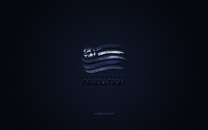 new england revolution, mls, die amerikanische fu&#223;ball-club der major league soccer, blaue logo, blau-carbon-faser-hintergrund, fu&#223;ball, massachusetts, usa, logo