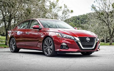 Nissan Altima, 2020, front view, exterior, red sedan, new red Altima, japanese cars, Nissan