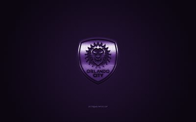 Orlando City SC, de la MLS, American club de fútbol de la Liga Mayor de Fútbol, púrpura logo, púrpura de fibra de carbono de fondo, de fútbol, de la Ciudad de Orlando, estados UNIDOS, Orlando City SC logo, futbol