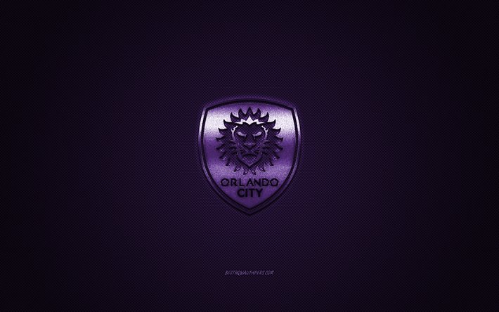 Orlando City SC, MLS, American soccer club, Major League Soccer, purple logo, purple carbon fiber background, football, Orlando City, USA, Orlando City SC logo, soccer