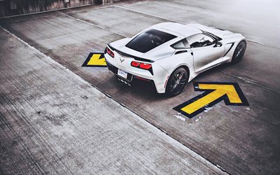 Chevrolet Corvette C7, back view, 2019 cars, parking, american cars, 2019 Chevrolet Corvette, supercars, Chevrolet