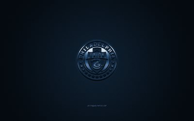 philadelphia union, mls, die amerikanische fu&#223;ball-club der major league soccer, blaue logo, blau-carbon-faser-hintergrund, fu&#223;ball, philadelphia, pennsylvania, usa, philadelphia union-logo